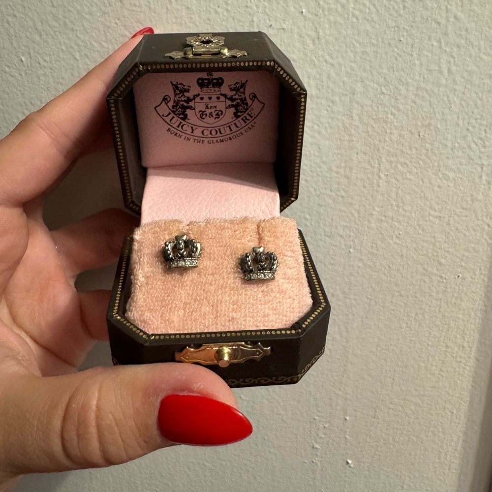 Juicy Couture Silver Crown Stud Earrings